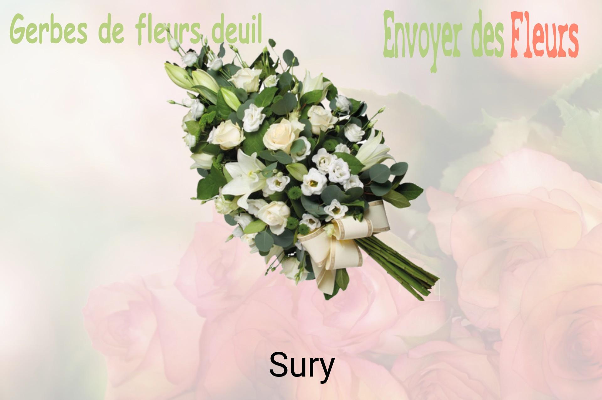 Gerbe de fleurs de deuil livrée à Sury